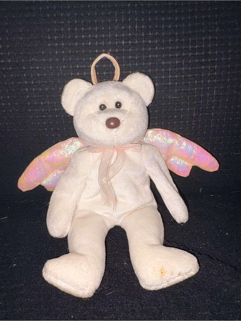 Ty Angel Wing Teddy Bear Plush - Cream with Iridescent Pink Wings